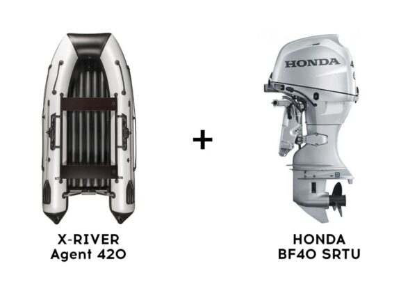 Лодка ПВХ X-RIVER Agent 420 + 4х-тактный лодочный мотор HONDA BF40 SRTU